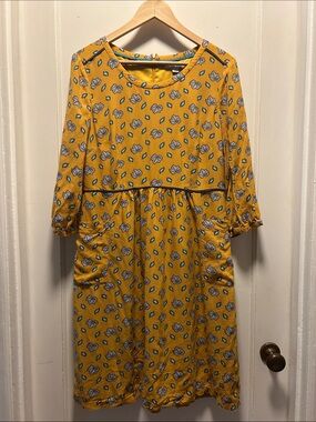 Boden Yellow Floral Pocket Casual Dress